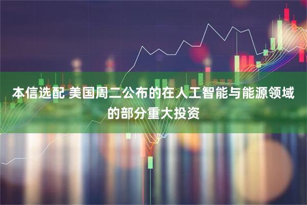 本信选配 美国周二公布的在人工智能与能源领域的部分重大投资