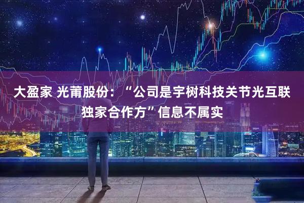 大盈家 光莆股份：“公司是宇树科技关节光互联独家合作方”信息不属实